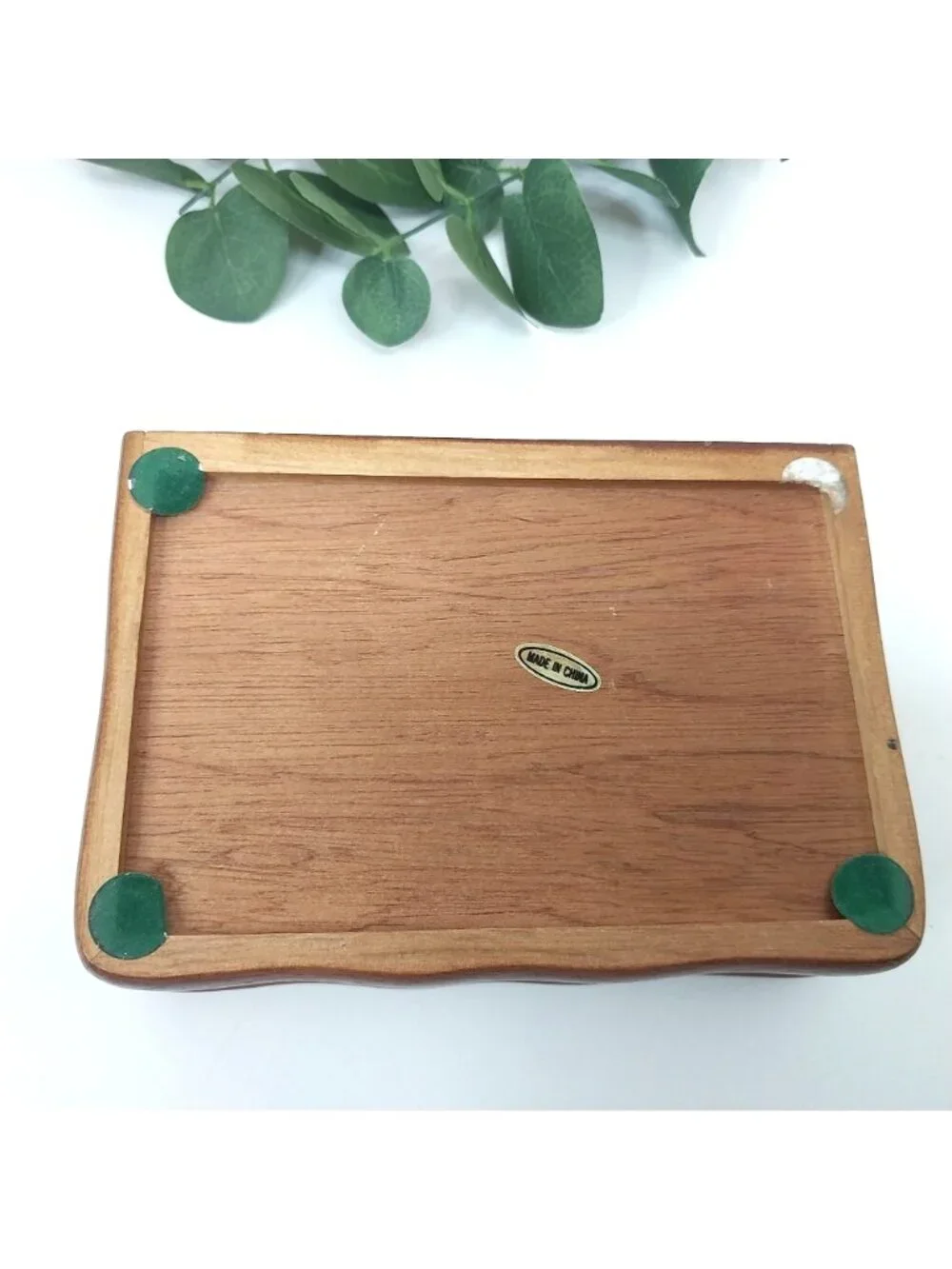 Heart-Shaped Wooden Jewelry Box Stained Glass Style Flower Inlay
